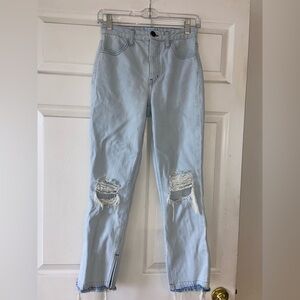 Mumu Blue Show Me Your MuMu Light Blue Crop Distressed Jeans Women's Size 25